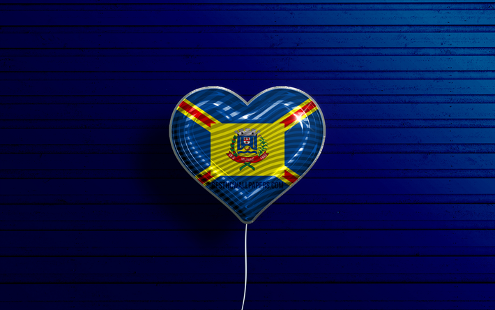 eu amo muriae, 4k, bal&#245;es realistas, madeira azul de fundo, dia de muriae, cidades brasileiras, bandeira de muriae, brasil, bal&#227;o com bandeira, cidades do brasil, muriae bandeira, muriae