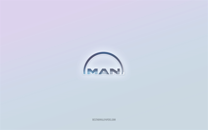 man-logotyp, utskuren 3d-text, vit bakgrund, man 3d-logotyp, man-emblem, man, pr&#228;glad logotyp, man 3d-emblem