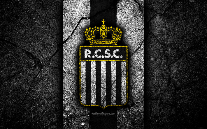 4k, Charleroi FC, el emblema, la Jupiler Pro League, piedra negra, Charleroi, B&#233;lgica, el f&#250;tbol, el Belga de Primera Divisi&#243;n, el asfalto, la textura, el FC Charleroi