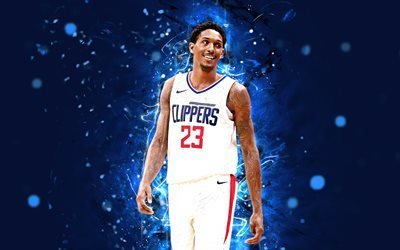 4k, Lou Williams, abstract art, basketball stars, NBA, Los Angeles Clippers, Williams, basketball, LA Clippers, neon lights, creative
