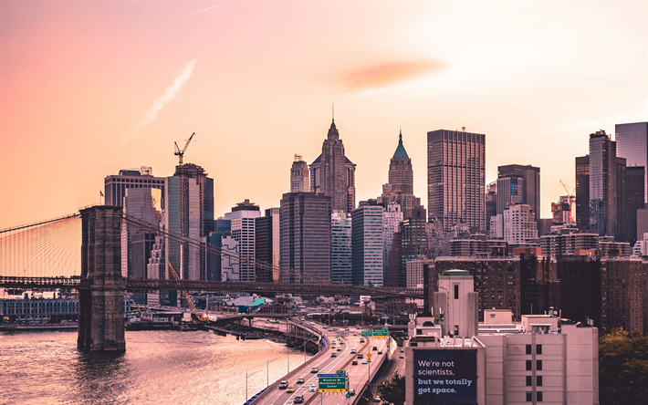 ダウンロード画像 マンハッタン 4k ニューヨーク マンハッタン橋 夕日 夜市 Ny 米国 米 フリー のピクチャを無料デスクトップの 壁紙