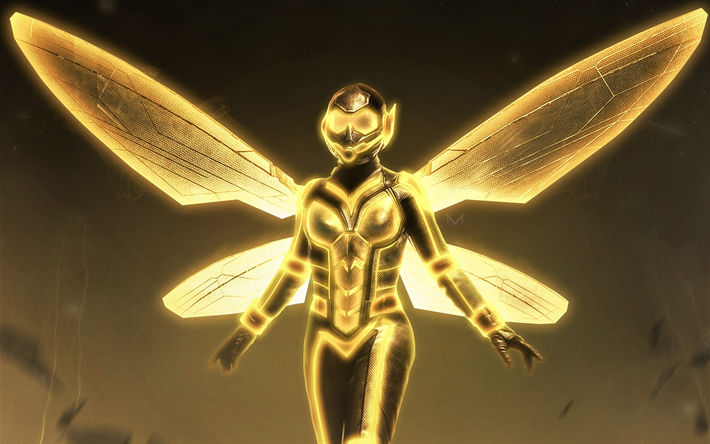 Vespa, 4k, 2018 film, giallo vestito, Ant-Man e Wasp, supereroi