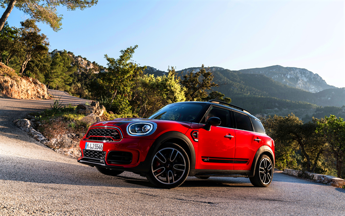 MINI Cooper S Countryman ALL4, 4k, route, 2018 voitures, HDR, rouge Countryman, MINI