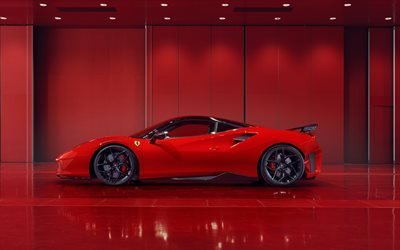 Ferrari 488 GTB, 2018, red sports car, side view, sports coupe, tuning 488, Italian sports cars, Pogea Racing, Ferrari