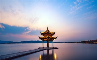 4k, West Lake, chinese landmarks, Hangzhou Xi Hu, Zhejiang, China