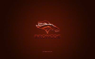 Denver Broncos, American football club, NFL, Orange logo, Orange carbon fiber background, American football, Denver, Colorado, USA, National Football League, Denver Broncos logo