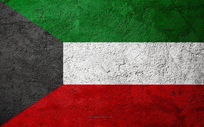 Taş &#252;zerinde Kuveyt bayrağı, beton doku, taş, arka plan, Kuveyt bayrağı, Asya, Kuveyt, bayraklar