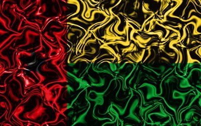 4k, Flag of Guinea-Bissau, abstract smoke, Africa, national symbols, Guinea-Bissau flag, 3D art, Guinea-Bissau 3D flag, creative, African countries, Guinea-Bissau