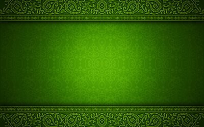 Download wallpapers green floral pattern, green vintage background