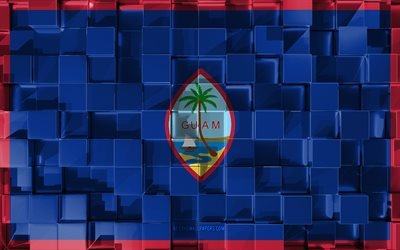 Flag of Guam, 3d flag, 3d cubes texture, Flags of Oceania countries, 3d art, Guam, Oceania, 3d texture, Guam flag