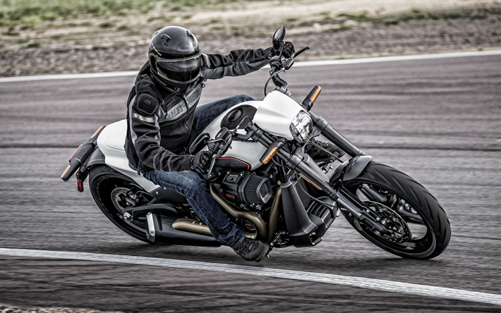 Harley-Davidson FXDR 114, 2019, moto fredda, esterno, bianco nuovo FXDR, moto americane, Harley-Davidson