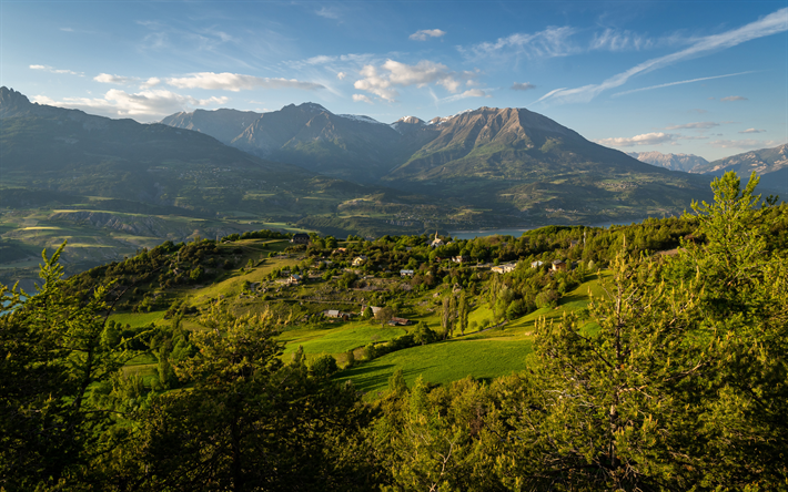 Hautes-Alpes, 4k, 美しい自然, 夏, プロヴァンス, アルプス, コートジボワールdAzur, フランス, 欧州