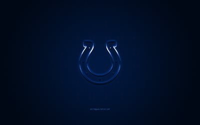 Indianapolis Colts, American football club, NFL, blue logo, blue carbon fiber background, american football, Indianapolis, Indiana, USA, National Football League, Indianapolis Colts logo