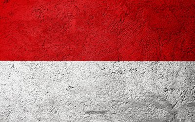 Flag of Indonesia, concrete texture, stone background, Indonesia flag, Asia, Indonesia, flags on stone