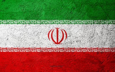Flag of Iran, concrete texture, stone background, Iran flag, Asia, Iran, flags on stone