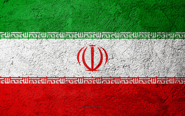 Flag of Iran, concrete texture, stone background, Iran flag, Asia, Iran, flags on stone