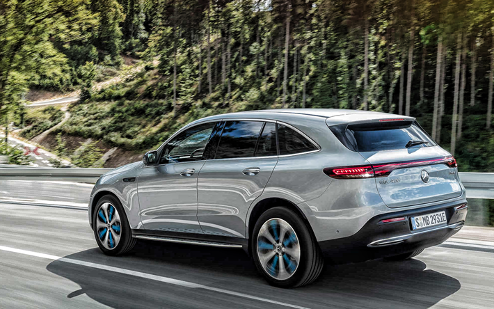 2019, Mercedes-Benz EQC, 4matic, exterior, rear view, electric crossover, new silver EQC, electric cars, Mercedes