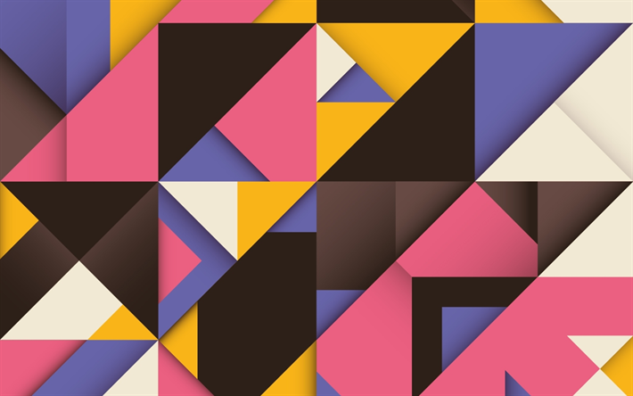 colorato triangoli, forme geometriche, astratte, l&#39;arte, il design dei materiali, lecca-lecca, triangoli, creativo, strisce, geometria, sfondi colorati
