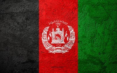Flag of Afghanistan, concrete texture, stone background, Afghanistan flag, Asia, Afghanistan, flags on stone