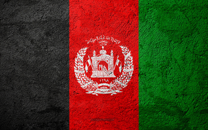 Drapeau de l&#39;Afghanistan, du b&#233;ton, de la texture, de la pierre de fond, drapeau de l&#39;Afghanistan, de l&#39;Asie, de l&#39;Afghanistan, les drapeaux sur la pierre