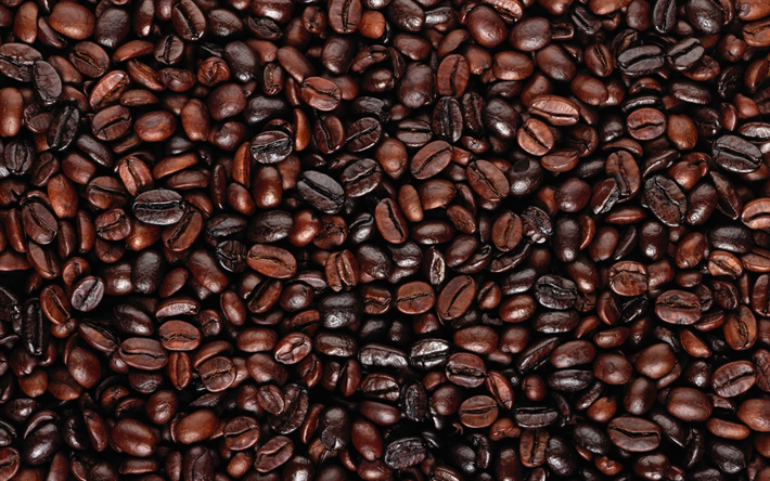 kahve &#231;ekirdekleri doku, makro, doğal kahve, Arap, kahve dokular, arka planlar, kahve, kahve &#231;ekirdekleri, yakın &#231;ekim, Arap fasulye