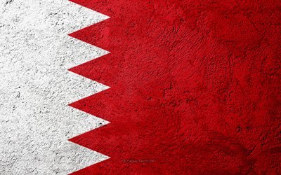 Flag of Bahrain, concrete texture, stone background, Bahrain flag, Asia, Bahrain, flags on stone