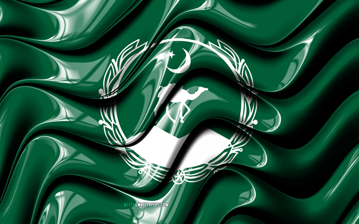 Balochistan Flag, 4k, Provinces of Pakistan, administrative districts, Flag of Balochistan, 3D art, Balochistan, Pakistani provinces, Balochistan 3D flag, Pakistan, Asia