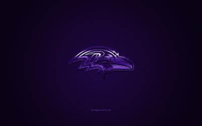 Baltimore Ravens, American football club, NFL, Purple logo, Purple background, American Football, Baltimore, Maryland, USA, National Football League, Baltimore Ravens logo