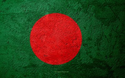 Flag of Bangladesh, concrete texture, stone background, Bangladesh flag, Asia, Bangladesh, flags on stone