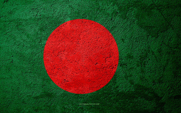 Bandeira de Bangladesh, textura de concreto, pedra de fundo, Bangladesh bandeira, &#193;sia, Bangladesh, bandeiras da pedra