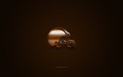 Cleveland Browns, American football club, NFL, brown logo, brown background, american football, Cleveland, Ohio, USA, National Football League, Cleveland Browns logo