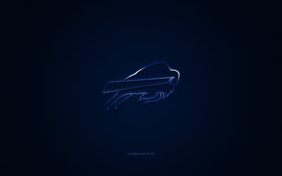 Buffalo Bills, American football club, NFL, blue logo, blue carbon fiber background, American Football, Buffalo, New York, USA, National Football League, Buffalo Bills logo
