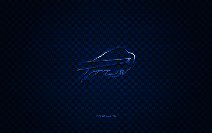 Buffalo Bills, American club de f&#250;tbol de la NFL, logo azul, azul de fibra de carbono de fondo, F&#250;tbol Americano, de Buffalo, Nueva York, estados UNIDOS, Liga Nacional de F&#250;tbol, Buffalo Bills logotipo