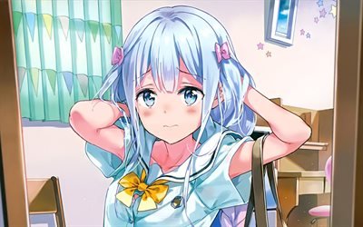 Sagiri Izumi, manga, EroManga-Sensei, artwork, girl with blue hair, Izumi Sagiri