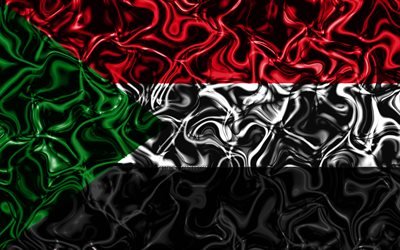 4k, Sudan&#39;ın Bayrağı, soyut duman, Afrika, Ulusal semboller, Sudan Bayrak, 3D sanat, Sudan, 3D bayrak, yaratıcı, Afrika &#252;lkeleri
