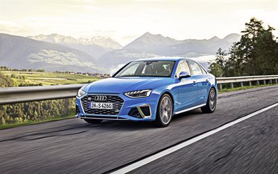 Audi S4, 2020, front view, exterior, new blue S4, blue A4, blue sedan, German cars, Audi