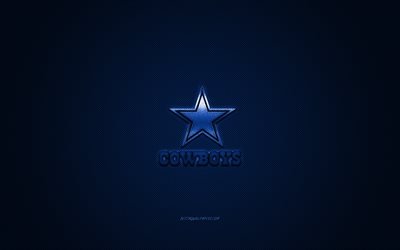 Dallas Cowboys, Amerikansk football club, NFL, bl&#229; logo, bl&#229; kolfiber bakgrund, Amerikansk fotboll, Arlington, Texas, USA, National Football League, Dallas Cowboys logotyp