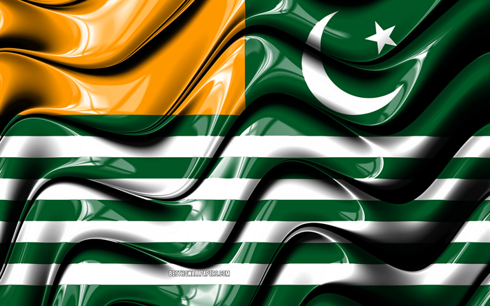 azad kaschmir-flag, 4k, provinzen, bezirke, flagge von asad kaschmir, 3d-kunst, azad kashmir, pakistan provinzen azad kashmir 3d flagge, pakistan, asien