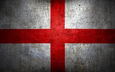 Drapeau anglais en m&#233;tal, art grunge, pays europ&#233;ens, jour de l&#39;Angleterre, symboles nationaux, drapeau de l&#39;Angleterre, drapeaux en m&#233;tal, Europe, drapeau anglais, Angleterre