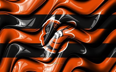Baltimore Orioles flag, 4k, orange and black 3D waves, MLB, american baseball team, Baltimore Orioles logo, baseball, Baltimore Orioles