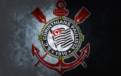 Sport Club Corinthians Paulista, Brazilian football team, white background, Corinthians Paulista logo, grunge art, Serie A, Brazil, football, Sport Club Corinthians Paulista emblem, Corinthians logo