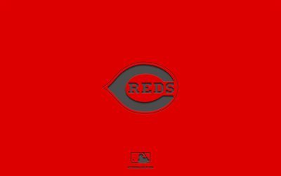 Cincinnati Reds, r&#246;d bakgrund, amerikanskt basebollag, Cincinnati Reds emblem, MLB, Ohio, USA, baseball, Cincinnati Reds logo