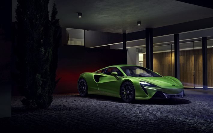 McLaren Artura, 2021, coup&#233; sport vert, nouveau vert Artura, supercars, voitures de sport britanniques, McLaren