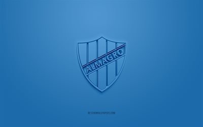 Club Almagro, yaratıcı 3D logo, mavi arka plan, Arjantinli futbol takımı, Primera B Nacional, Almagro, Arjantin, 3d sanat, futbol, Club Almagro 3d logo