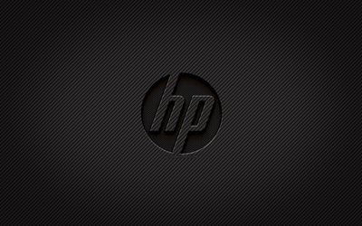 Logo carbone HP, 4k, Hewlett-Packard, art grunge, fond carbone, créatif, logo noir HP, logo HP, HP, logo Hewlett-Packard