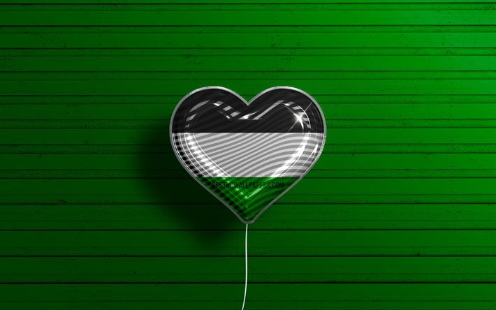I Love Gelsenkirchen, 4k, palloncini realistici, sfondo di legno verde, citt&#224; tedesche, bandiera di Gelsenkirchen, Germania, palloncino con bandiera, Gelsenkirchen, Giorno di Gelsenkirchen
