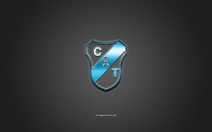Club Atletico Temperley, Argentine football club, white logo, gray carbon fiber background, Primera B Nacional, football, Temperley, Argentina, Club Atletico Temperley logo
