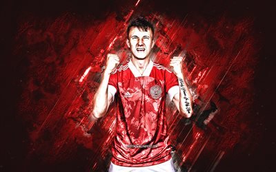 Aleksandr Golovin, squadra nazionale di calcio russa, giocatore di football russo, sfondo di pietra rossa, Russia, calcio