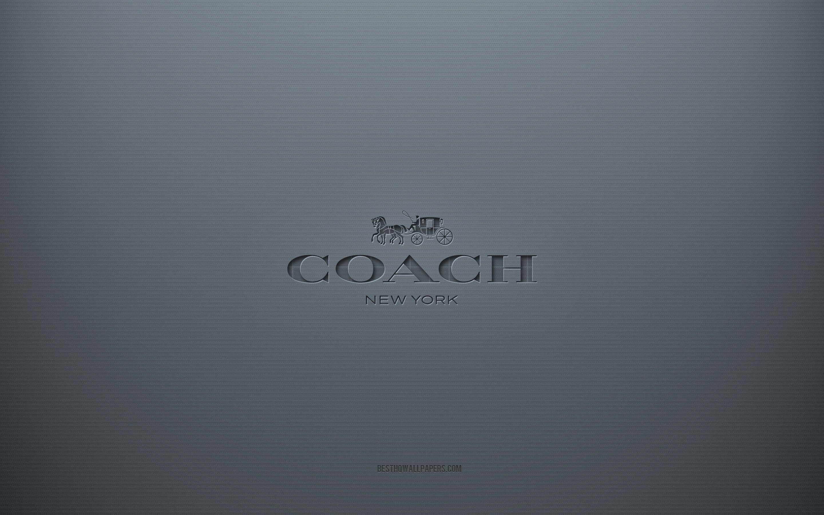 ダウンロード画像 コーチのロゴ 灰色の創造的な背景 コーチのエンブレム 灰色の紙の質感 コーチ 灰色の背景 コーチの3dロゴ 画面の解像度 x1800 壁紙デスクトップ上