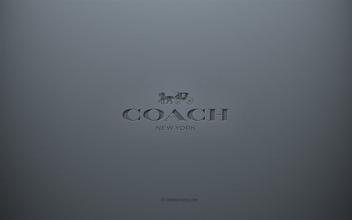 Logo allenatore, sfondo creativo grigio, emblema allenatore, trama di carta grigia, allenatore, sfondo grigio, logo allenatore 3d